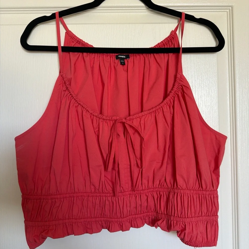 Express Smocked Crop Tank Top - Picture 1 of 3